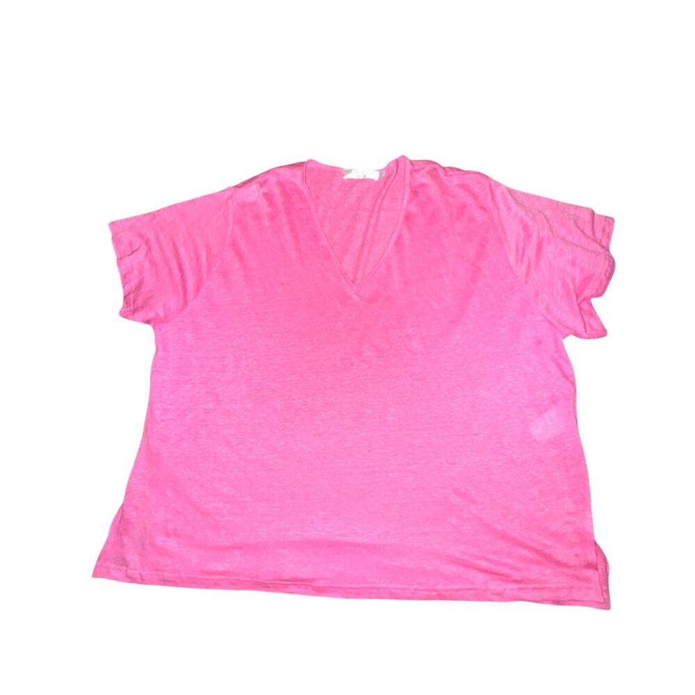 Seafolly Australia Jersey Top Women's Size S Pink 100% Linen V Neck Coverup